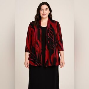 Elegant Bundle Norm Thompson Black Maxi Dress Red & Black Sheer Jacket (L)